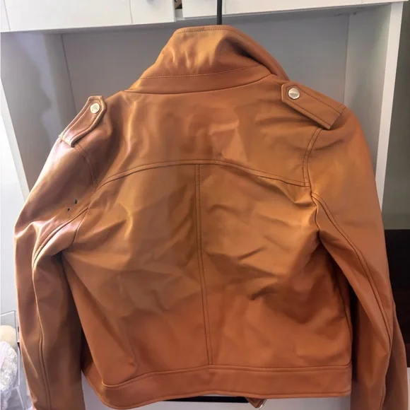 Faux Leather Moto Jacket - Tan.         There are two small holes that are 📸 - Picture 9 of 10